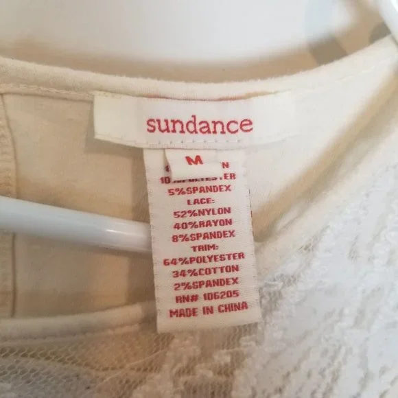Sundance Womens M Ivory French Terry Knit Lace Sle - Picture 6 of 9